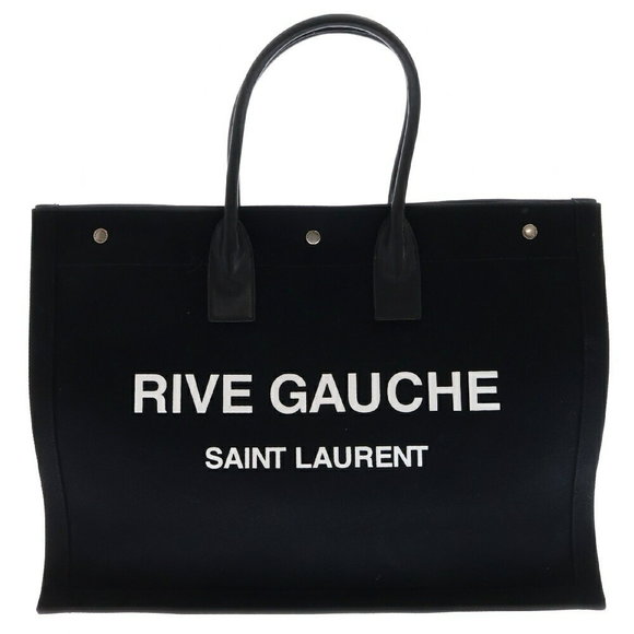 SAINT LAURENT PARIS Rive Gauche Canvas Tote Bag Black - Picture 1 of 5